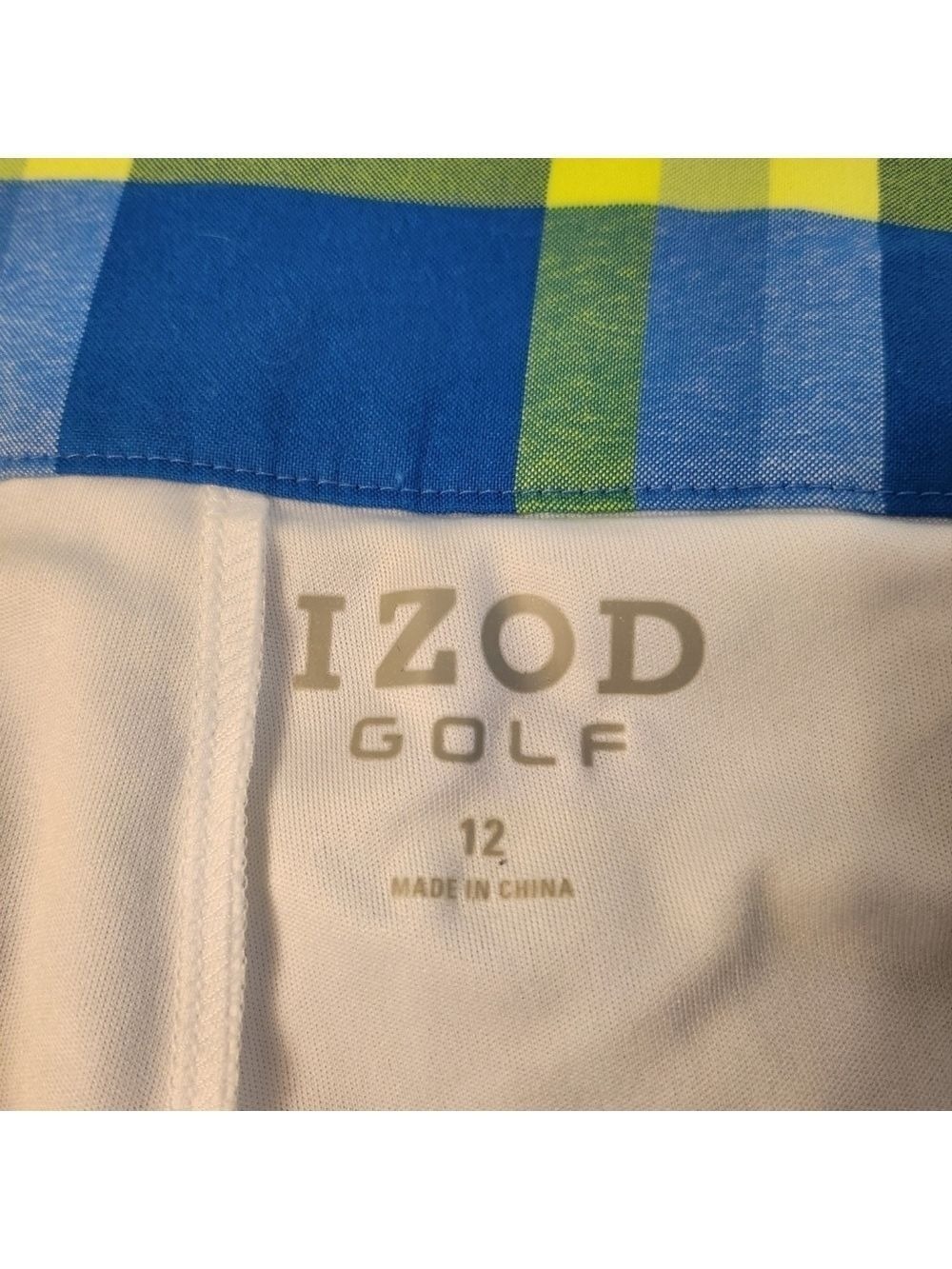 Izod Blue and White Plaid  Mini Pencil Golf Skort Size 12 - Picture 3 of 7